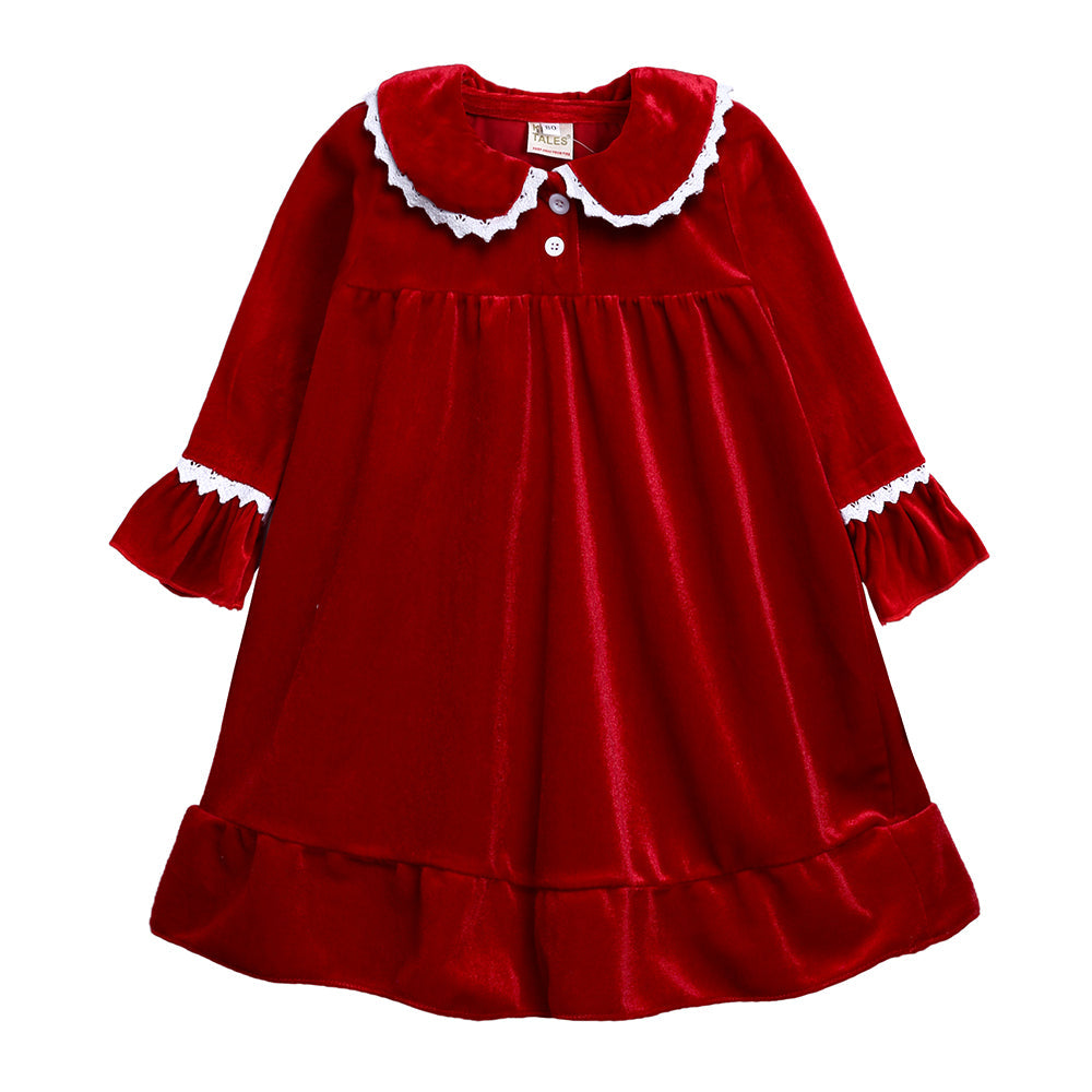 Kids Tales Christmas Pajama Set – Classic Red Velvet and Plaid Family Matching Outfits for Toddlers, Boys, and Girls Holiday Clothing