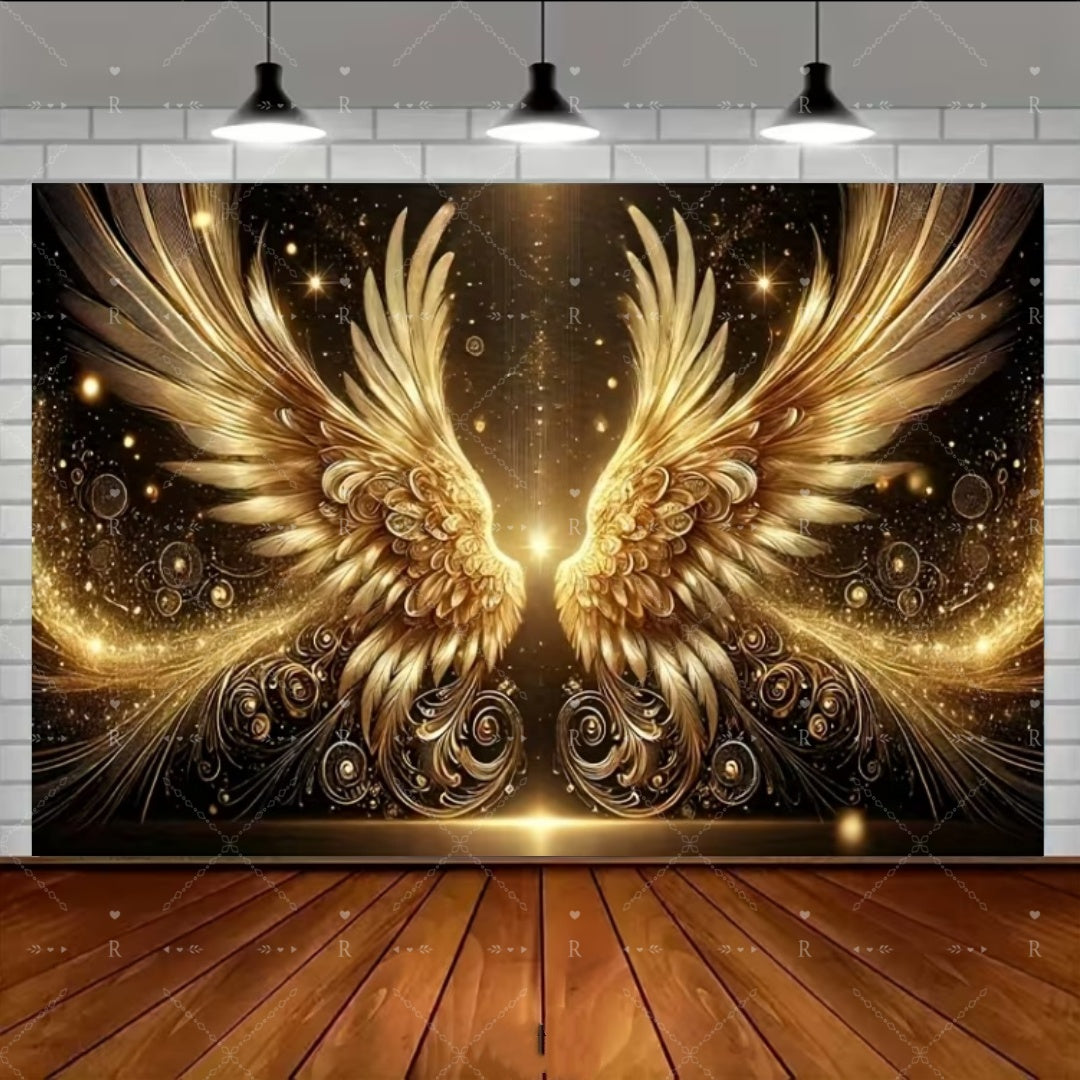 Neon Angel Wings Tapestry – 3D UV-Reactive Luminous Wall Decor for Gaming Rooms, Bedrooms and Living Spaces with Striking Glow Effects