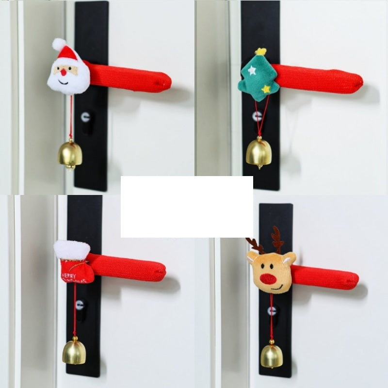 Christmas Door Handle Covers – Soft Hanging Santa and Snowman Bell Decorations for Home Entryways, Festive Accessories for Holiday Spirit