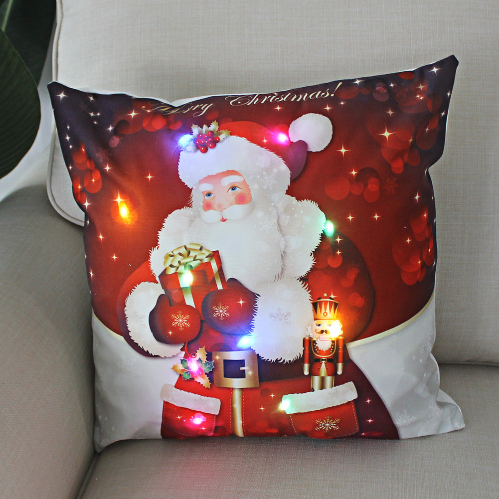 LED Christmas Pillowcase Cover – 45cm Luminous Cushion Cover with Holiday Patterns, Perfect New Year Home Decorations for Festive Ambiance