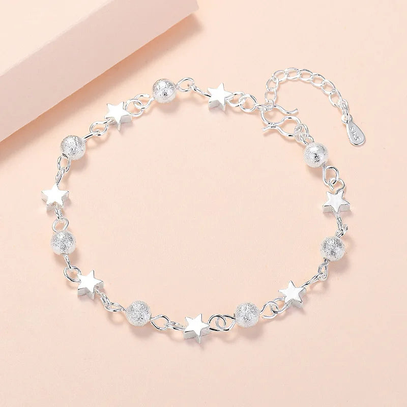 Sterling Silver Lucky Bead Bracelet – 925 Luxury Multi-Layer Charm Jewelry with Elegant Design for Women, Parties, Anniversaries and Gifts
