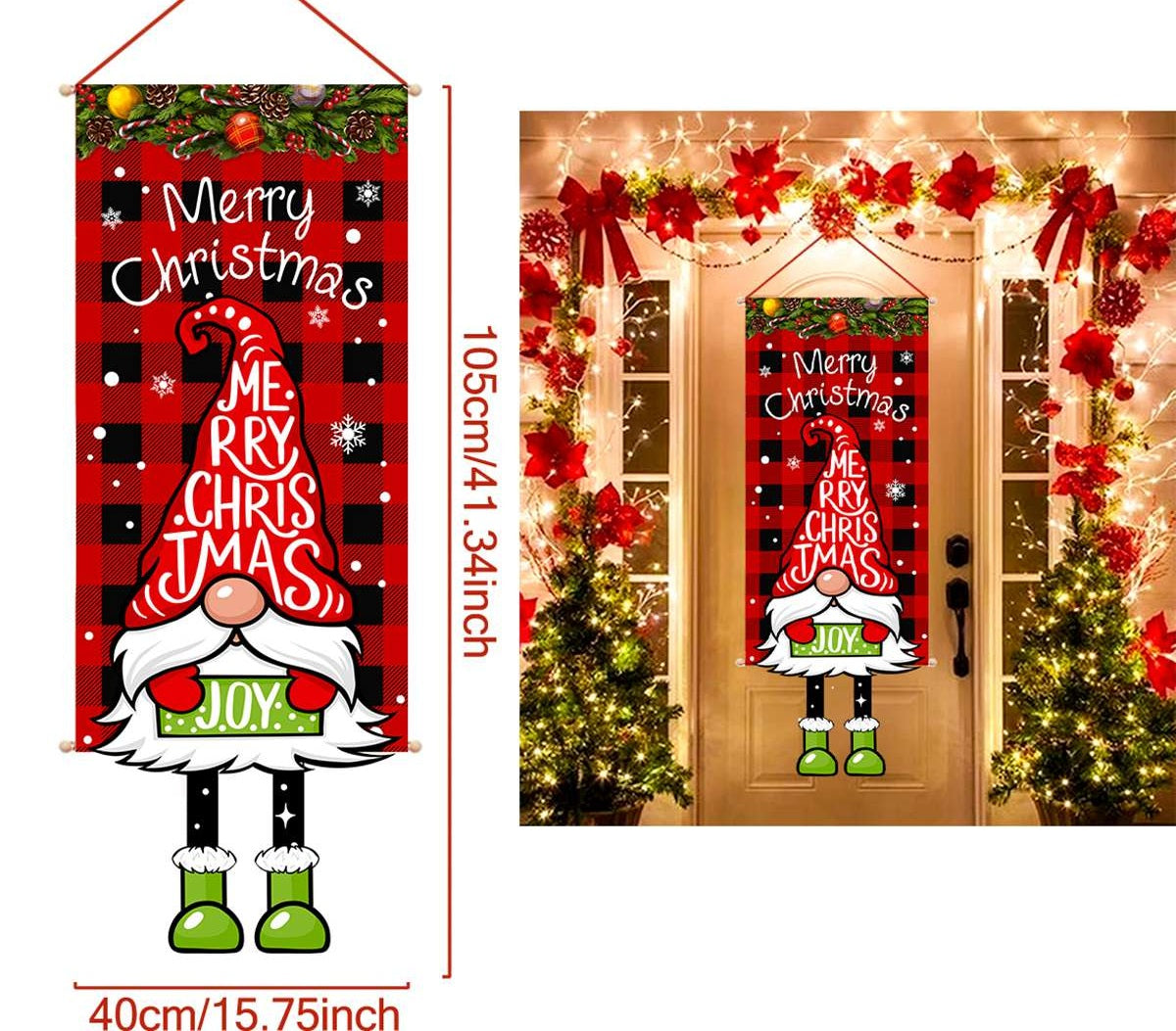 Christmas Hanging Flag Banner -Festive Doorway Decoration for Home, Vibrant Xmas Ornament for Navidad, New Year Celebrations and Winter Holiday Styling