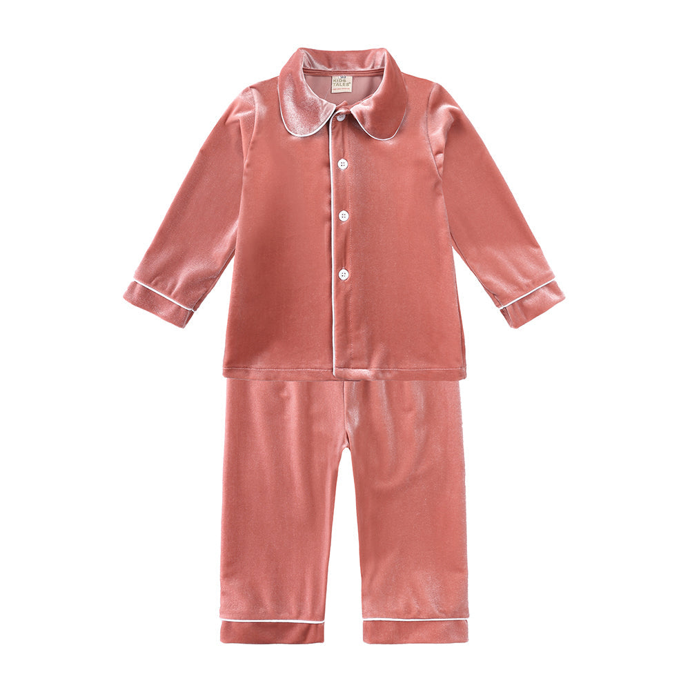 Kids Tales Christmas Pajama Set – Classic Red Velvet and Plaid Family Matching Outfits for Toddlers, Boys, and Girls Holiday Clothing