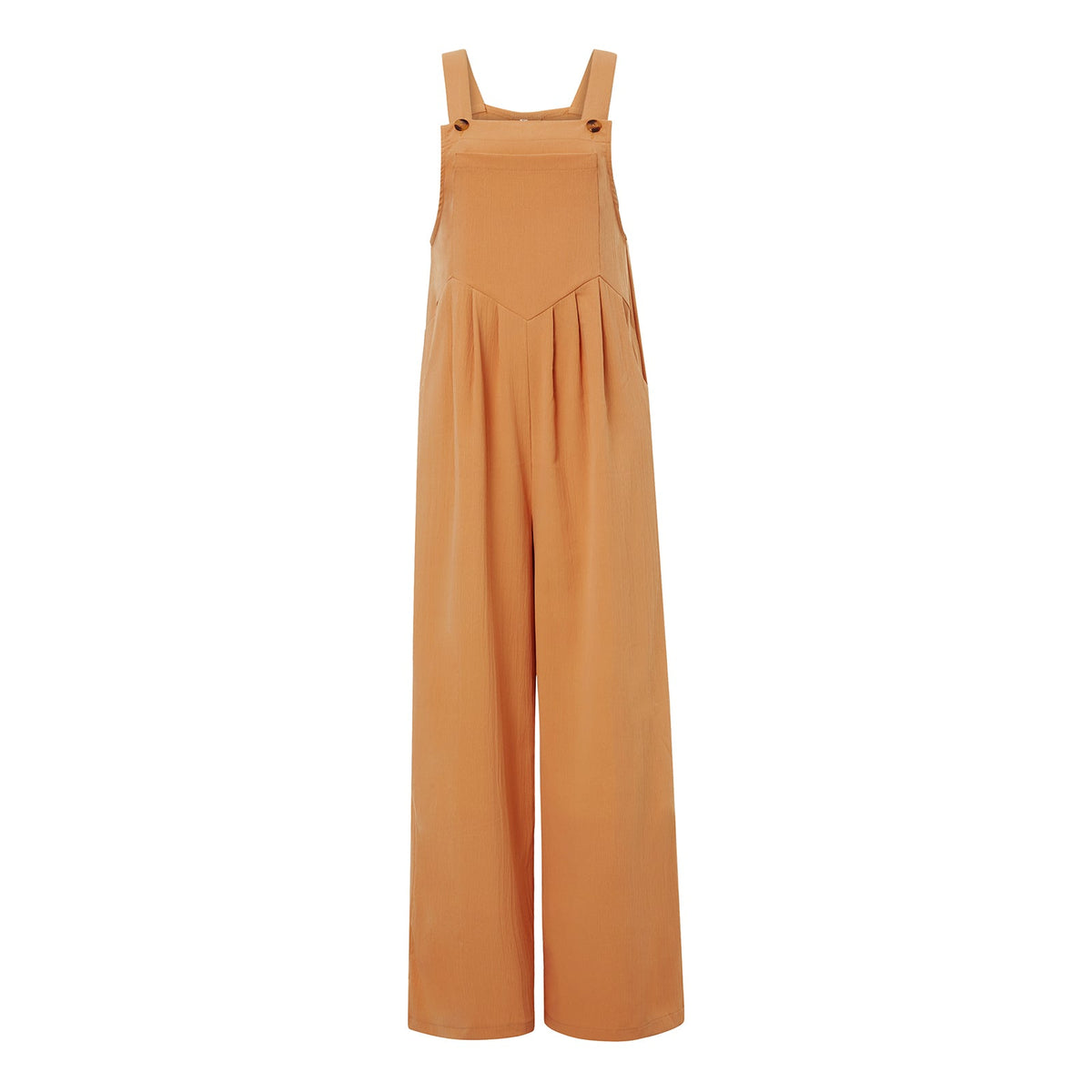 Women’s Loose Fit Jumpsuit – Trendy Solid Color Wide-Leg Suspender Overalls with Buttons & Pockets for Casual Streetwear Fashion