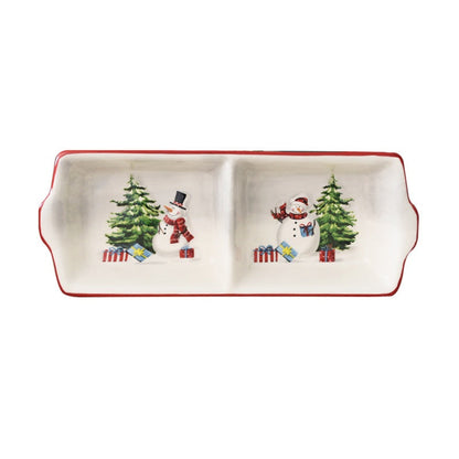 Christmas Snowman Dish & Cutlery Set – Ceramic Plate, Bowl, Storage Jar & Teapot Kitchen Collection for Holiday Meals & Festive Dining