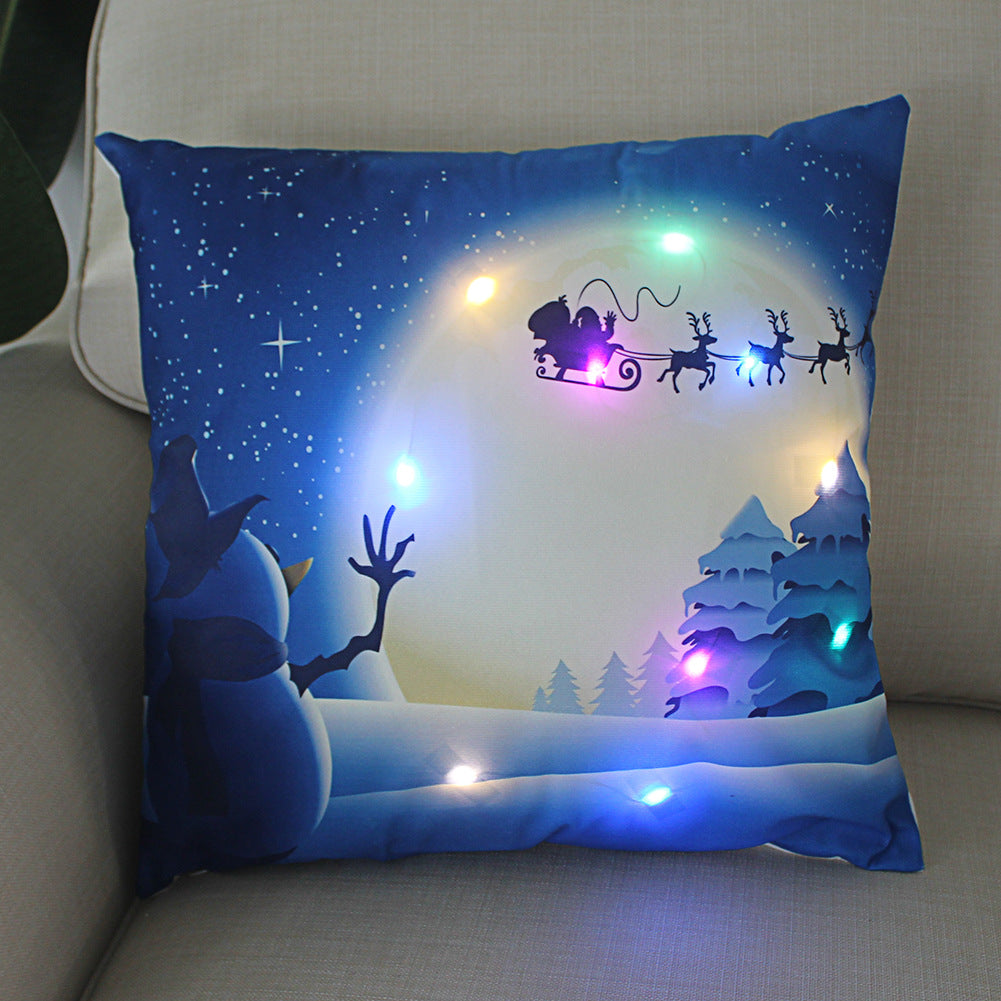 LED Christmas Pillowcase Cover – 45cm Luminous Cushion Cover with Holiday Patterns, Perfect New Year Home Decorations for Festive Ambiance