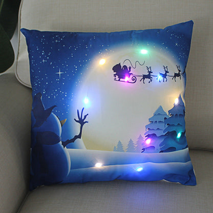 LED Christmas Pillowcase Cover – 45cm Luminous Cushion Cover with Holiday Patterns, Perfect New Year Home Decorations for Festive Ambiance