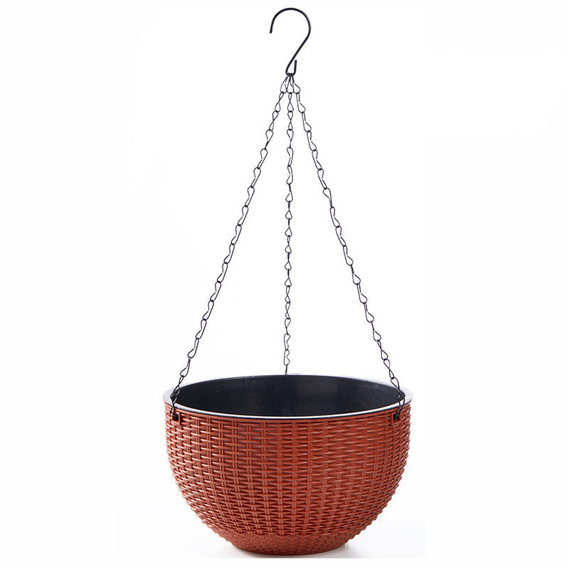 Hanging Plastic Flower Pot – European Honeycomb Pattern Imitation Rattan Basket for Indoor Plants, Balcony Decor and Vertical Gardening