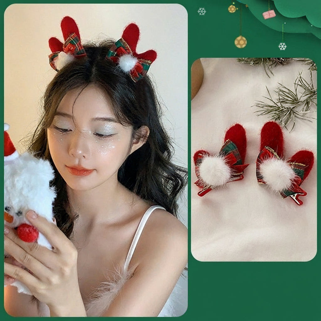 Christmas Light-Up Headband – LED Deer Ears Hair Clips & Accessories for Holiday Parties, New Year Celebrations & Cute Festive Gifting