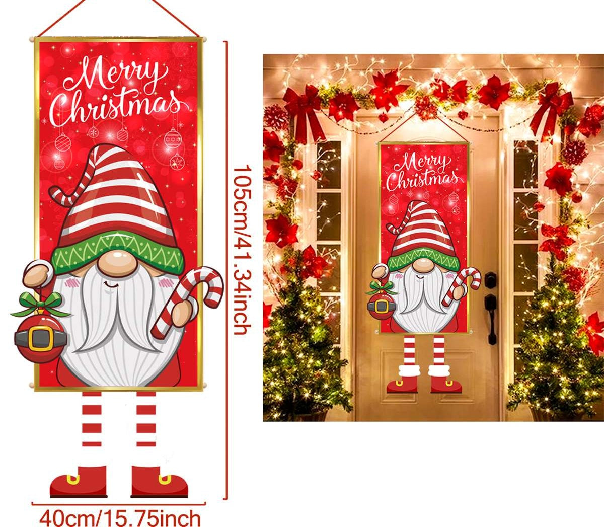 Christmas Hanging Flag Banner -Festive Doorway Decoration for Home, Vibrant Xmas Ornament for Navidad, New Year Celebrations and Winter Holiday Styling