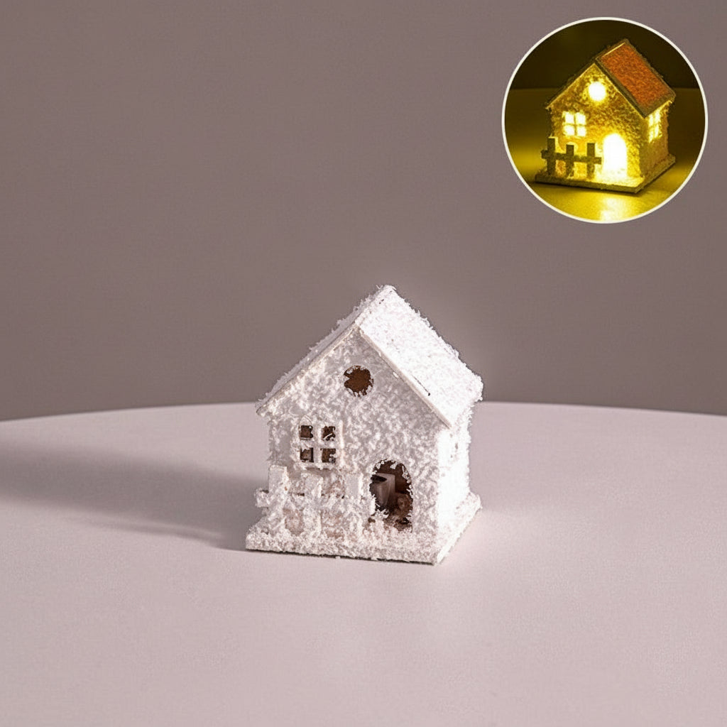 Cute Elk & Snow House Christmas Ornaments – Glowing Holiday Tree Decorations for New Year Atmosphere, Xmas Gifts & Seasonal Displays