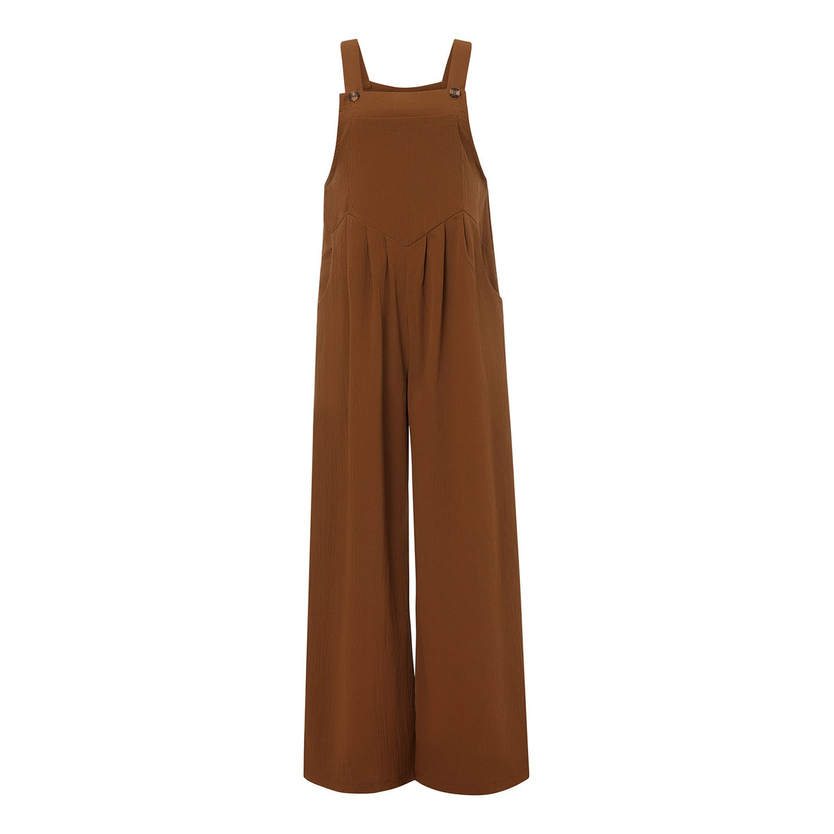 Women’s Loose Fit Jumpsuit – Trendy Solid Color Wide-Leg Suspender Overalls with Buttons & Pockets for Casual Streetwear Fashion