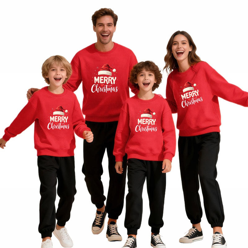 Family Matching Christmas Sweatshirts – Mickey & Minnie Cotton Holiday Apparel for Parents and Children, Comfortable Festive Winter Wear