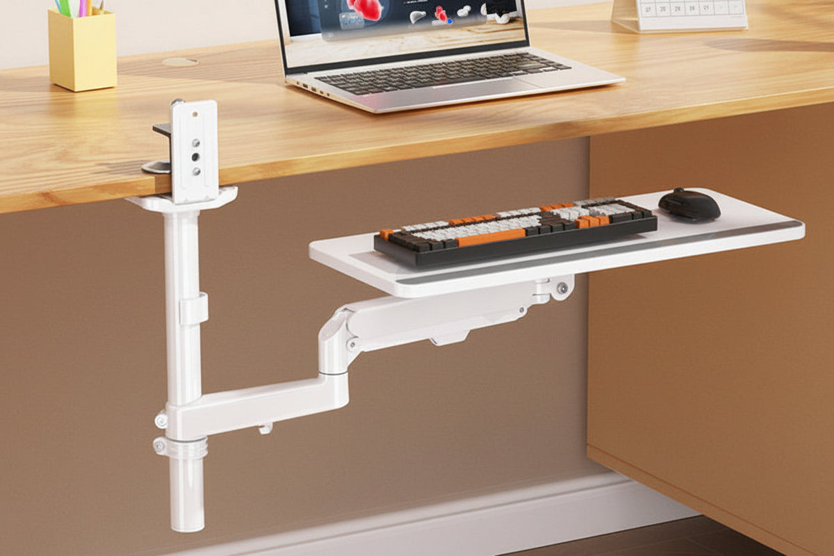 Under-Desk Keyboard Tray – Space-Saving Ergonomic Typing Platform for DIY Workstations, Cleaner Desktops and More Comfortable Office Keyboard Positioning