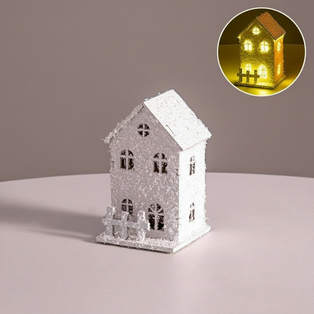 Cute Elk & Snow House Christmas Ornaments – Glowing Holiday Tree Decorations for New Year Atmosphere, Xmas Gifts & Seasonal Displays
