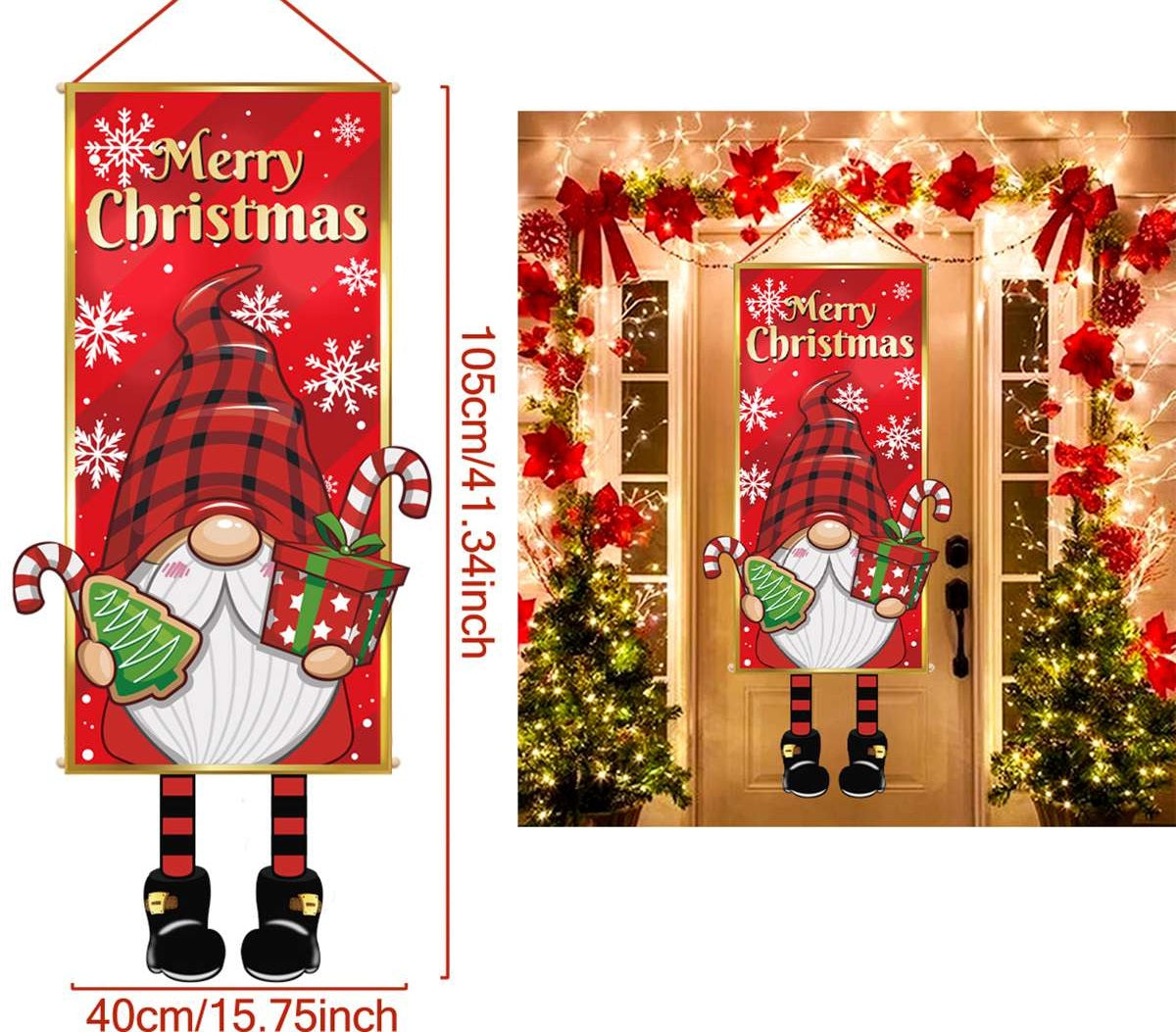 Christmas Hanging Flag Banner -Festive Doorway Decoration for Home, Vibrant Xmas Ornament for Navidad, New Year Celebrations and Winter Holiday Styling
