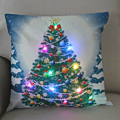 LED Christmas Pillowcase Cover – 45cm Luminous Cushion Cover with Holiday Patterns, Perfect New Year Home Decorations for Festive Ambiance