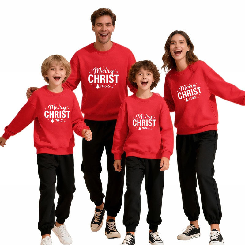 Family Matching Christmas Sweatshirts – Mickey & Minnie Cotton Holiday Apparel for Parents and Children, Comfortable Festive Winter Wear