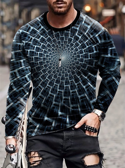 Men's Patchwork Denim Shirt - Vintage Inspired Long Sleeve Button Top with Stylish Grid Print Design