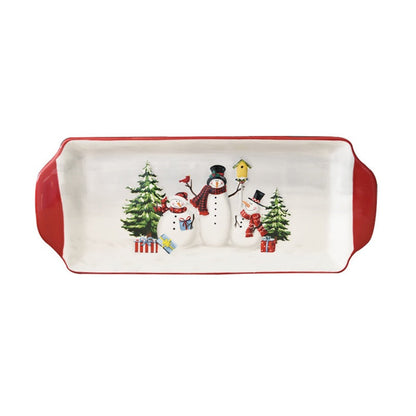 Christmas Snowman Dish & Cutlery Set – Ceramic Plate, Bowl, Storage Jar & Teapot Kitchen Collection for Holiday Meals & Festive Dining