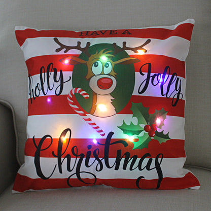 LED Christmas Pillowcase Cover – 45cm Luminous Cushion Cover with Holiday Patterns, Perfect New Year Home Decorations for Festive Ambiance