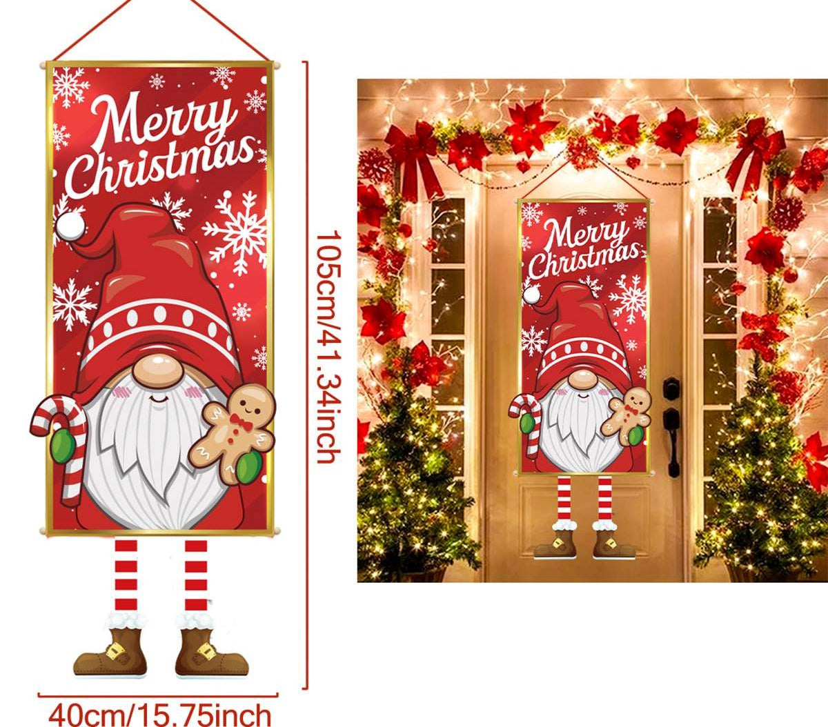 Christmas Hanging Flag Banner -Festive Doorway Decoration for Home, Vibrant Xmas Ornament for Navidad, New Year Celebrations and Winter Holiday Styling