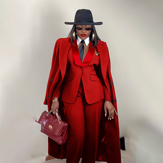 Women’s Blazer Pant Suit Set – Elegant Long Sleeve Jacket with Matching Trousers, Stylish Office and Formal Wear Outfit