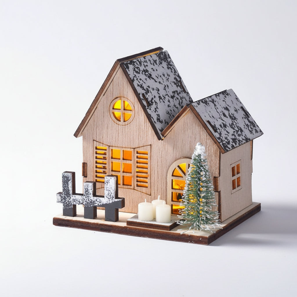 Cute Elk & Snow House Christmas Ornaments – Glowing Holiday Tree Decorations for New Year Atmosphere, Xmas Gifts & Seasonal Displays