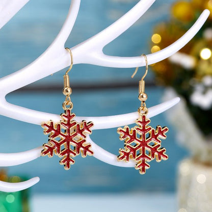 Red Ball Asymmetric Christmas Stud Earrings – Snowflake, Bell & Deer Zircon Holiday Jewelry for Women and Girls, Perfect Christmas & New Year Gift