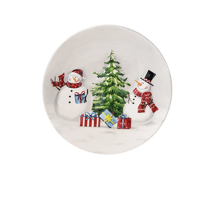 Christmas Snowman Dish & Cutlery Set – Ceramic Plate, Bowl, Storage Jar & Teapot Kitchen Collection for Holiday Meals & Festive Dining