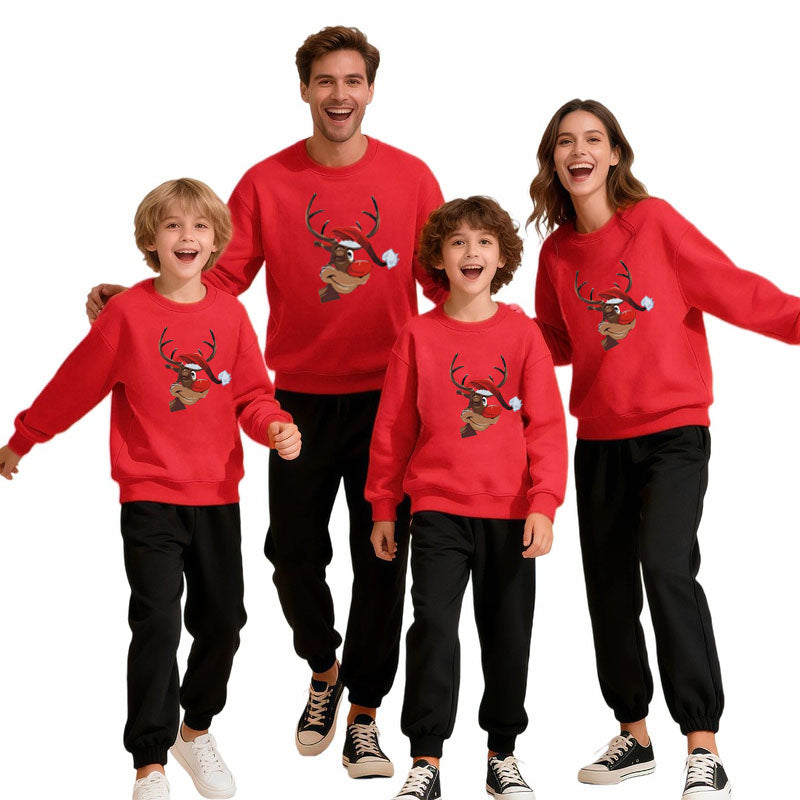 Family Matching Christmas Sweatshirts – Mickey & Minnie Cotton Holiday Apparel for Parents and Children, Comfortable Festive Winter Wear