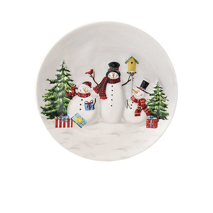 Christmas Snowman Dish & Cutlery Set – Ceramic Plate, Bowl, Storage Jar & Teapot Kitchen Collection for Holiday Meals & Festive Dining