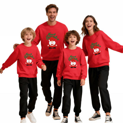 Family Matching Christmas Sweatshirts – Mickey & Minnie Cotton Holiday Apparel for Parents and Children, Comfortable Festive Winter Wear