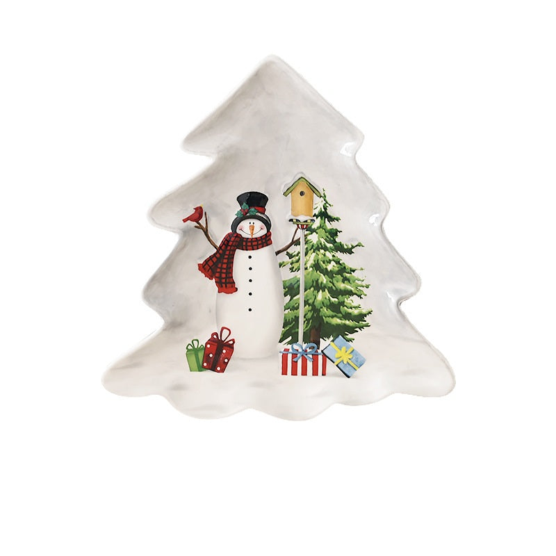 Christmas Snowman Dish & Cutlery Set – Ceramic Plate, Bowl, Storage Jar & Teapot Kitchen Collection for Holiday Meals & Festive Dining