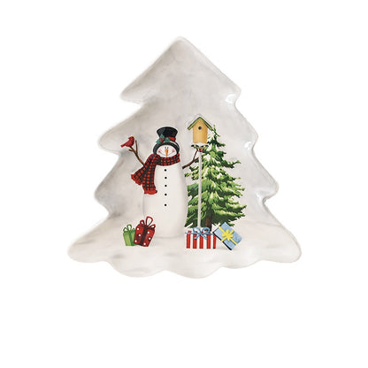 Christmas Snowman Dish & Cutlery Set – Ceramic Plate, Bowl, Storage Jar & Teapot Kitchen Collection for Holiday Meals & Festive Dining