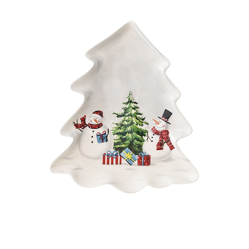 Christmas Snowman Dish & Cutlery Set – Ceramic Plate, Bowl, Storage Jar & Teapot Kitchen Collection for Holiday Meals & Festive Dining
