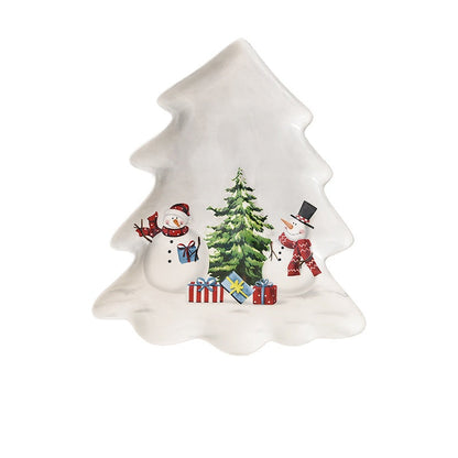Christmas Snowman Dish & Cutlery Set – Ceramic Plate, Bowl, Storage Jar & Teapot Kitchen Collection for Holiday Meals & Festive Dining