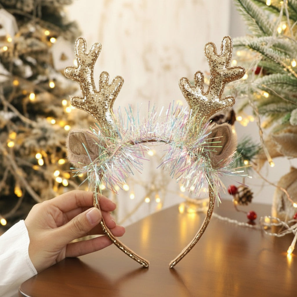 Christmas Light-Up Headband – LED Deer Ears Hair Clips & Accessories for Holiday Parties, New Year Celebrations & Cute Festive Gifting