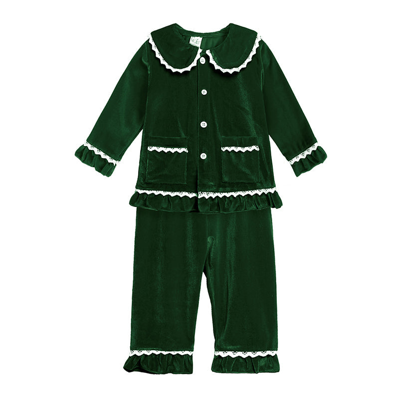 Kids Tales Christmas Pajama Set – Classic Red Velvet and Plaid Family Matching Outfits for Toddlers, Boys, and Girls Holiday Clothing