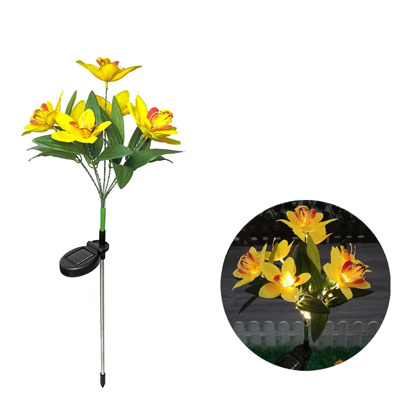 Waterproof Solar Orchid Flower Garden Lights – LED Decorative Landscape Lamps for Yard
