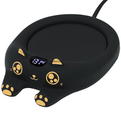 Cat Mug & Coffee Warmer Set – Auto Shut-Off Desktop Beverage Heater with Cute Mug Gift for Cat Lovers & Coffee Fans