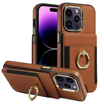 iPhone 15 Plus Wallet Case – RFID Protection, Card Holder, 360° Kickstand, and Shockproof Premium Black Design