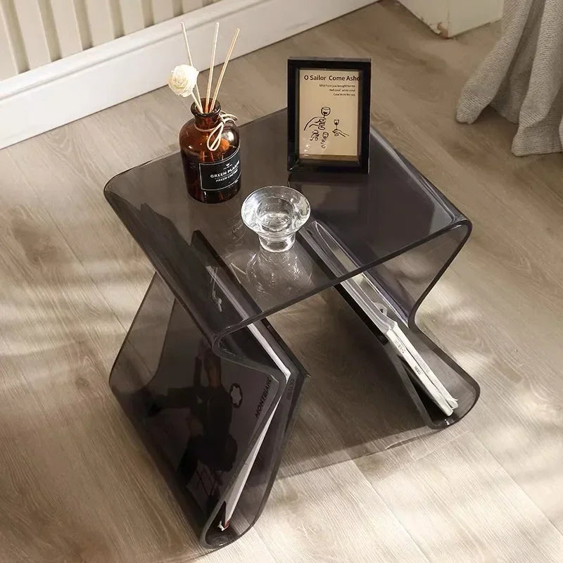 Acrylic Transparent Side Table – Minimalist Home Coffee & Sofa Table for Living Room or Bedroom