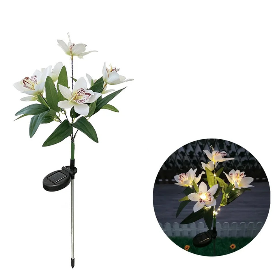 Waterproof Solar Orchid Flower Garden Lights – LED Decorative Landscape Lamps for Yard