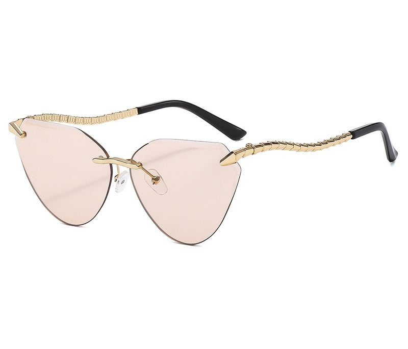 Rimless Cat Eye Sunglasses – Luxury Designer Frameless Shades for Women’s Vintage UV400 Style 2025