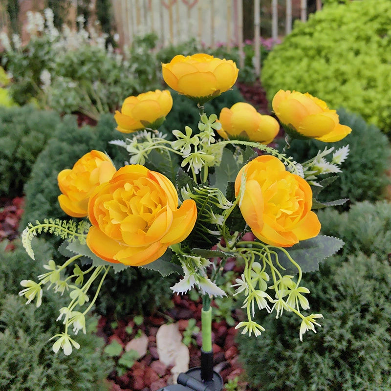 Solar Camellia Garden Lights – 7-Head Outdoor Decorative Lawn Lamps, Waterproof Solar Flower Lights