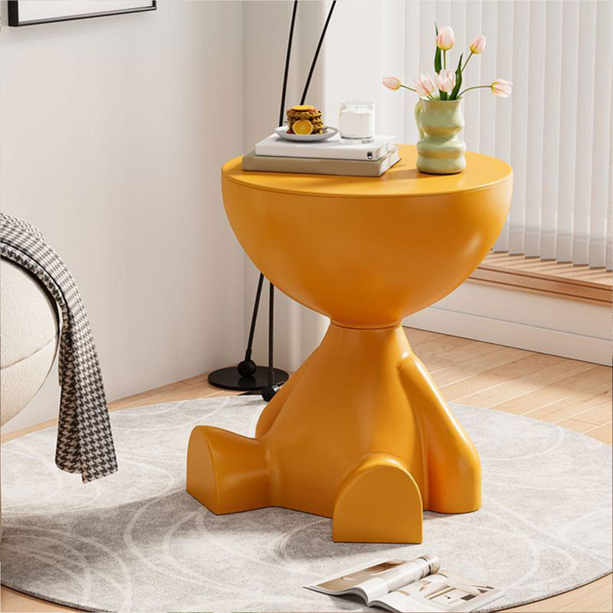 Creative Side End Table Edge Table – Flat-Head Bedside Multifunctional Sofa Side Table, Minimalist Coffee Tray for Small Spaces