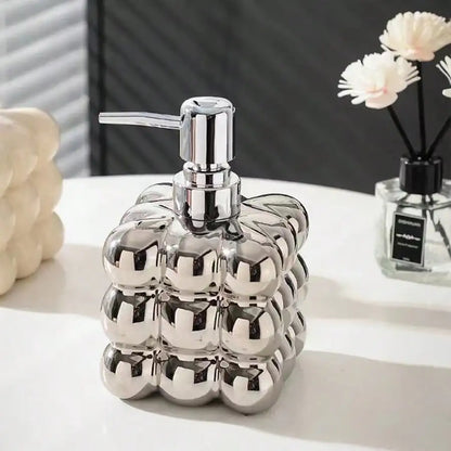 Ceramic Cloud Shaped Liquid Soap Dispenser – 300ml Refillable Press Bottle for Bathroom Body Wash, Shampoo, or Hand Sanitizer