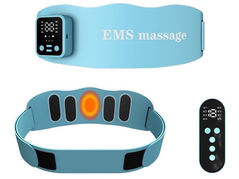 EMS Pulse Abdominal Massager Belt – Heated Waist Support with Vibration for Fat Burn, Muscle Toning, Fitness & Outdoor Workouts