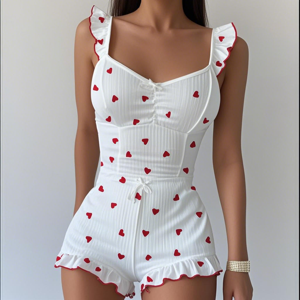 Women’s Summer Pajama Set – Bow Strap Crop Top and Elastic Shorts Two-Piece Sleepwear for Comfortable Nightwear
